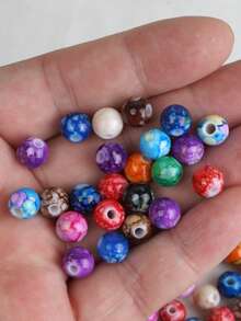 50pcs/100pcs Manik-Manik Akrilik Retak 8mm untuk Pembuatan Perhiasan, DIY Gelang Manik-Manik, Anting, Kalung, Gantungan Kunci - MultiWarna - View 2