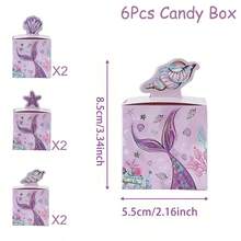 6pcs Paper Party Candy Boxes, Unicorn Mermaid Butterfly Theme Snack Gift Boxes, Suitable For Kids Birthday, Baby Shower, Gender Reveal, Wedding - View 10