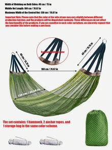 260*130cm Super Large Size Breathable Mesh Hammock, Quick-Drying Portable Hammock With Travel Bag And 2 Hanging Ropes, Suitable For Outdoor Camping, Garden, Patio, Beach, Backyard And More - A - View 10