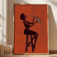 1pc Retro Jazz Saxophone Player Vertical Music Poster - Adhesive Suitable For,Living Room Decor Pictures For Living Room Decor Posters Home Decor Frameless - A - View 2