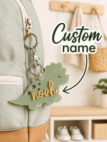 Llavero de acrílico personalizado con nombre, etiqueta de nombre personalizada, forma de dinosaurio, llavero de acrílico personalizado con el nombre deseado - Multicolor - Ver 1