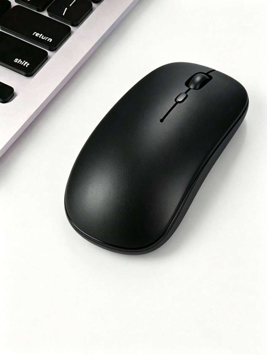 1 pieza Ratón inalámbrico silencioso de plástico color macaron, compatible con iPad y portátil (Batería no incluida) - Negro - Ver 1