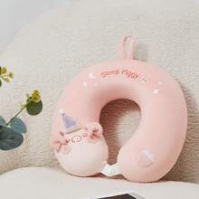 Miniso Neck Pillow Cloud Pig Memory Foam U-Shaped Cushion Contour Support For Travel Nap Memory Foam Inner Polyester Cover (1 PC) - Multicolor - View 2