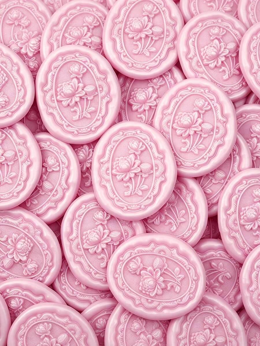 20pcs 3D Embossed Frame Pattern Self-Adhesive Wax Seal Stickers, Suitable For Gifts, Wedding Invitation Envelopes - Pink - Flower - Pink - View 1