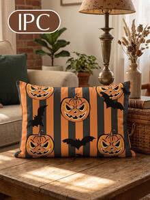 1pc/2pcs Halloween Print Pillow Case, Single-Sided Print, Breathable & Anti-Pilling, Soft & Skin-Friendly, 45*45/50*50/40*40CM, Decorative Pillow Case Gift, Party Decoration, Sofa Decoration, Room Decoration, Machine Washable, Pillow Case, OEKO-TEX - Multicolor - View 14