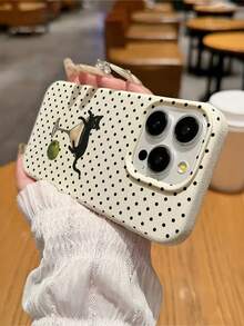 1pc Fashion Full Screen Black Polka Dot Black Cat Cocktail Fruit Watercolor Pattern Phone Case, Anti-Drop Anti-Scratch Anti-Fingerprint Leather Texture TPU Soft Shell Protective Cover Compatible With Samsung S25/S24/S23/S22/S21/A73/A72/A55/A54/A53 Apple 11/12/13/14/14plus/15/15plus/16/16plus/7/8plus/17/17pro And Other Models - Multicolor - View 3