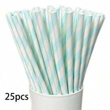 25/100pcs Light Blue/Pink Striped Straws, Beverage Straws, 6mm Diameter, Cute Cartoon Striped Paper Straws, 197mm Length - Perfect For Birthday Parties, Weddings And Anniversaries, Mother's Day - View 21