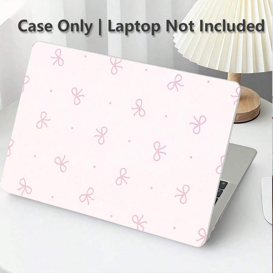 1pc Protective Case Compatible With Macbook, Pink Bow And Polka Dot UV Printed Pattern, Laptop Protective Cover, Simple Lightweight Durable Protective Case Suitable For MacBook Air Pro 13.3 13.6 14.2 15.3 16.2 Inch, Suitable For 13 Inch Neo Laptop Protective Case A3404 Model/ D14, D16 - View 1