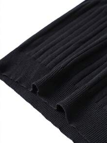 Men's Mercerized Ribbed Slim Fit Regular Shoulder Crew Neck Long Sleeve Sweater - Black - View 4