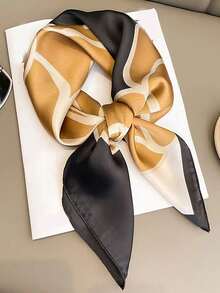 1 pieza Pañuelo cuadrado versátil de moda para mujer de primavera - Negro - Ver 2