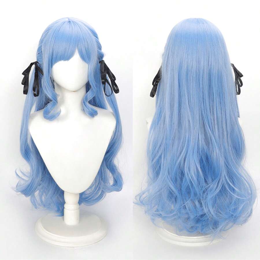 Wig Cosplay Yewell, 29 Inci, Poni Biru Langit, Seri Dream Daily, Hiasan Kepala Cosplay Jepang, Serbaguna untuk Roleplay Kartun & Anime, Cocok untuk Pesta Pribadi, Cosplay Sehari-hari, Halloween, Sakamoto Daily - Baby Blue - View 1