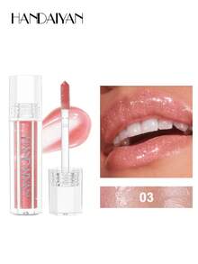 HANDAIYAN Hexagonal Pearl Luster Lip Gloss, Dewy Mirror-Like Finish, Long-Lasting Shine. Suitable For Daily Wear, Parties, Vacations And Camping Trips, Portable And Easy To Use, Also Suitable For Singles Parties And Christmas Celebrations. - 彩色 - 查看 16