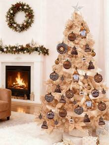 60pcs Christmas Ball Ornaments, Mixed Color Shatterproof Holiday Hanging Decor Set, Luxury Pendant Decorations, Suitable For Christmas Tree, Party And Holiday Indoor Decoration, Christmas Home Decor Gift - Brown - Style 2 - View 8