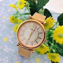 Fossil ES4918 女款薄款玫瑰金網格石英手錶 米蘭式透氣錶帶 3ATM 防水 約會日常佩戴手錶 - 均碼 - 查看 1
