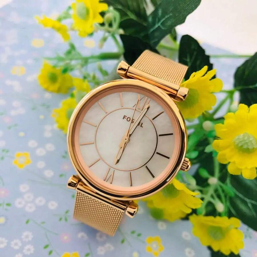 Fossil ES4918 女款薄款玫瑰金網格石英手錶 米蘭式透氣錶帶 3ATM 防水 約會日常佩戴手錶 - 均碼 - 查看 1