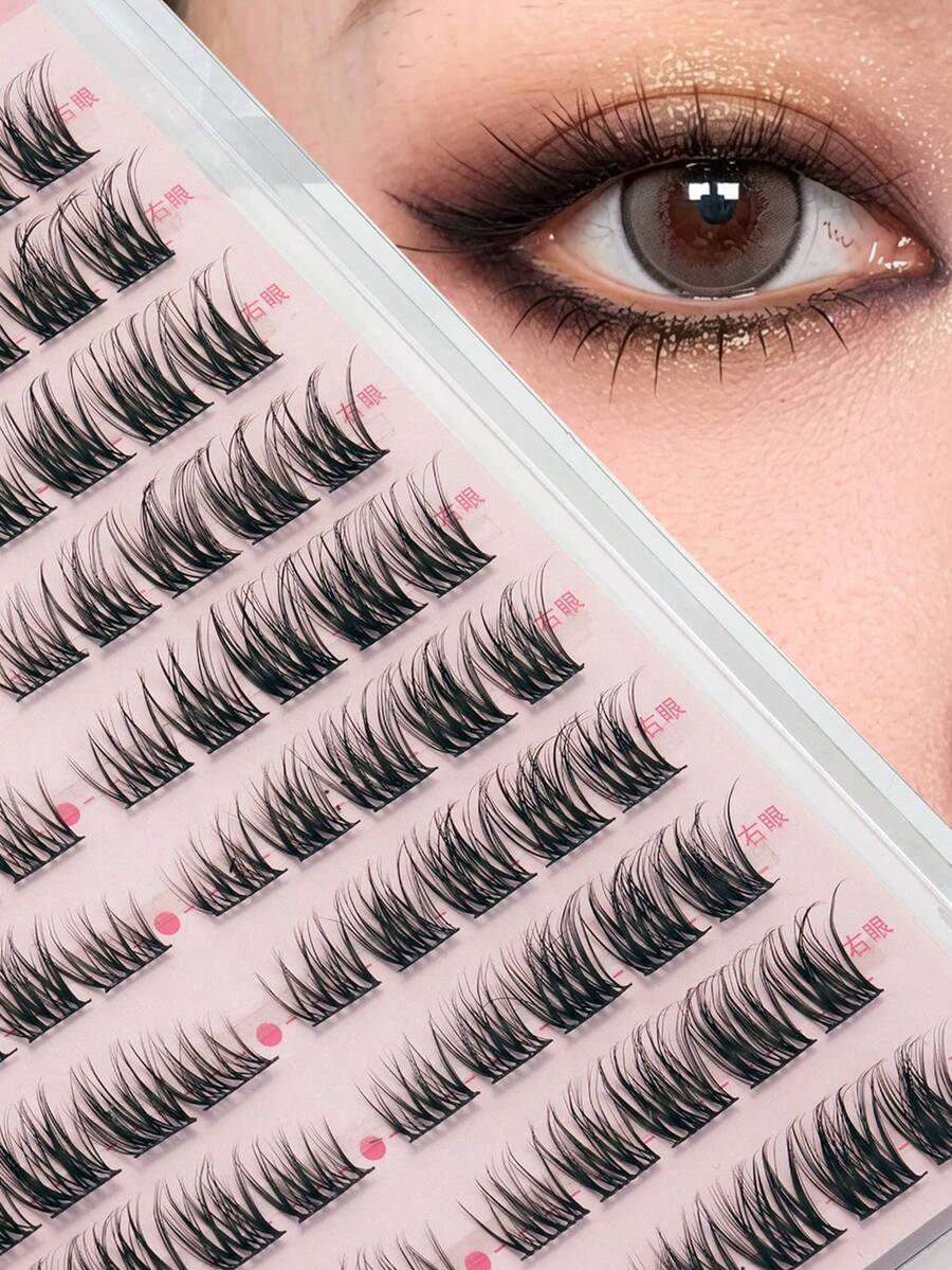 100 Clusters Slouchy Cartoon False Eyelashes, Small Smoky Natural Cartoon Single Cluster Eyelashes, Reusable, Instantly Enlarging Eyes