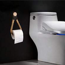 1/2pcs Handmade Jute Rope Toilet Paper Holder, Vintage Style Hook, Wall-Mounted Towel Ring, Toilet Paper Holder With Hook, Towel Rack, Natural Jute Rope, Bathroom Accessories - Khaki - View 5