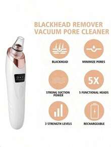 Rechargeable Blackhead Remover, 400mAh Lithium Battery, Multi-Functional Facial Care Tool For Skin Cleansing - White - View 7