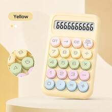 Kalkulator Meja Tombol Bulat Blok Warna yang Menenangkan, Skema Warna Macaron Berlapis dengan Umpan Balik Taktil yang Tajam, Layar LCD Lebar Menampilkan 10 Digit, Bodi Ramping dan Portabel, Untuk Belajar Siswa, Perhitungan Harian Kantor, Alat Tulis Meja yang Lucu, 1 Baterai AAA (Tidak Termasuk) - A - View 10
