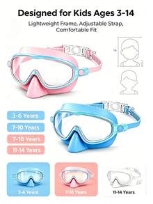 Children's Swimming Goggles 1/2 PCS, Suitable For 3 To 14 Years Old, Anti-Fog Clear Vision, Toddler Goggles With Nose Cover, Back, First Day Of School - Multicolor - View 3