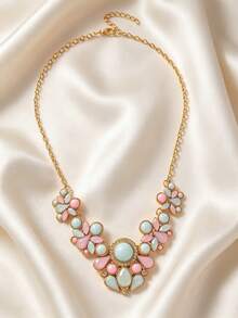 1pc Personalized Fashion Minimalist Zinc Alloy Round Water Drop Geometric Pendant Necklace Set, Suitable For Women's Daily Wear Jewelry Accessory, Holiday Gift Birthday Gift For Friends - Yellow Gold - View 4