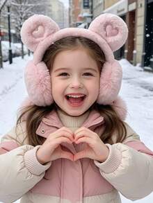 1pc 3-14Y Winter Children Cartoon Girls Ear Muffs, Cold-Proof Headwear Student Ear Protection Warm, Cute Heart-Shaped Ears, Suitable For Boys And Girls, Cold Winter - 1PCS - View 8