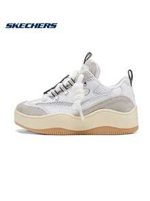 Skechers Sepatu kasual olahraga wanita model retro, terbuat dari kulit dan jala, dengan sol tebal anti selip dan tali sepatu tebal dua lapis. - Putih - View 1