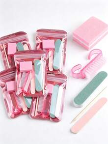 5/15/25/75 Peças Conjunto de Manicure e Pedicure, Conjunto de Mini Lixa de Unha e Palito de Madeira Laranja, Lixa de Unha Dupla Face, Empurrador de Cutícula de Madeira, Ferramenta de Limpeza de Unhas, Bloco de Polimento de Unhas, Caneta de Arte de Unhas, Suprimentos DIY para Cuidados com as Unhas para Técnicos de Unhas - Multicolorido - Visão 2
