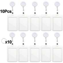 10pcs Solid Color Sliding ID Badge Holders With Retractable Badge Reel, Key Ring, Hard Plastic Badge Holder, Suitable For Office, School ID, Credit Card, RFID Key Card, Driver's License And Pass, Can Be Used For Keys, Key Ring And Keychain, Best Gift For Women And Men - Multicolor 3 - View 9