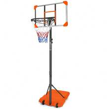 Portable Basketball Goal System With Stable Base And Wheels, Use For Indoor Outdoor Teenagers Youth Height Adjustable 5.6 To 7ft Basketball Hoop 28 Inch Backboard - Orange + Iron - View 1