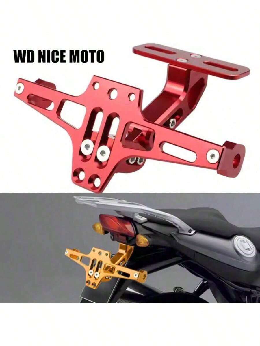 WD NICE MOTO Motorcycle License Plate Holder Mudguard CNC Aluminum Alloy Universal Motorcycle Rear Mudguard Mudguard Eliminator Kit Motorcycle License Plate Holder Motorcycle Accessories - A - View 1