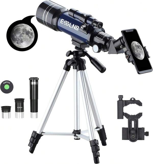 Telescope For Adults, 70mm Aperture Refractor Telescopes (15X-180X) For Astronomy Beginners, Portable Travel Telescope With Phone Adapter & Adjustable Tripod