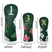 1PC Exquisite Golf Headcover With Delicate Floral Embroidery. Made Of PU Material, Fits Driver, Fairway Wood And Hybrid. It Shields Golf Club Head Against Scratches And Dust, Practical For Daily Golf Use,The Best Choice For Gifting - Dark Green - View 7
