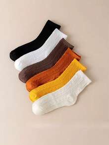 1/3/6 Pasang Kaos Kaki Wanita Lembut, Bernapas/Tenang/Pola Berlian/Musim Gugur/Rajutan/Musim Semi Musim Panas Musim Gugur/Kaos Kaki Setengah Betis Cocok Untuk Penggunaan Sehari-hari - MultiWarna - View 3
