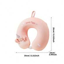 Miniso Neck Pillow Cloud Pig Memory Foam U-Shaped Cushion Contour Support For Travel Nap Memory Foam Inner Polyester Cover (1 PC) - Multicolor - View 8