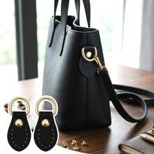 3+6Pcs PU Leather Drawstring Replacement With Purse Strap Mount Hook For Handbag Bucket Bag Detachable PU Pull String Strap Sew On Leather Buckle Bag Side D-Ring Clips For DIY Bag Making - 9Pcs/Set - View 4