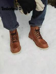 Timberland Sepatu Bot Kerja Kasual Ringan Tahan Air untuk Pria, Model Baru, untuk Aktivitas Luar Ruangan - Coklat - View 4