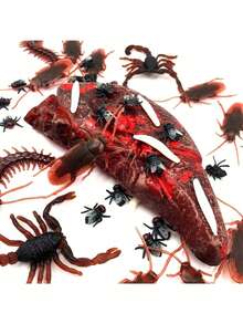 1 Pack Mixed Realistic Fake Insect Prank Toy Set, Plastic Cockroaches, Scorpions, Centipedes, Spiders, Flies And More Props, Suitable For Halloween Prank Party Decoration - Multicolor - View 5