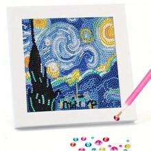 1 Set DIY Handmade Frameless Diamond Painting, Cartoon Landscape Diamond Embroidery Home Decor Wall Art - A - View 8