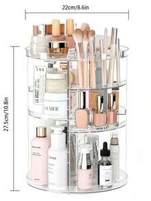 360 Degree Rotating Desktop Storage Rack, Acrylic Cosmetic Organizer Box Suitable For Lipstick, Skincare, Makeup Display Rack, Suitable For Vacation, Beach, Bathroom, Bedroom And More Scenes, Large Capacity - Storage Rack - View 10