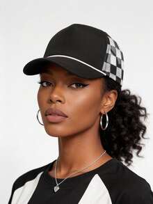 1pc Adult Versatile Two-Tone Plaid Trucker Hat, Casual Lightweight Breathable Versatile Women's Outdoor Hat, Suitable For Spring/Summer Daily Commute, Outdoor Outings, Hiking, Camping And Other Scenarios, Suitable As A Gift, Women's Hat, Beach Hat, Beach Accessory, Beach, Travel Essential, Sun Hat - Multicolor - View 2