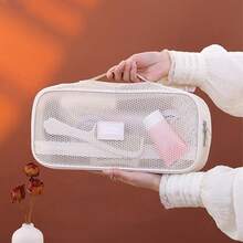 1件裝網格吹風機收納袋，便攜手持中性美髮造型工具收納包，適用直髮夾、化妝包、捲髮棒、梳子、髮夾、髮油等美髮工具，大容量美妝工具包，美髮造型工具組，適合旅行、度假、返校禮物，旅行必備、宿舍必備、居家必備 - 彩色 - 查看 3