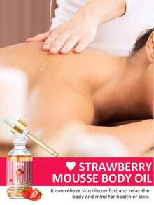 Strawberry Body Oil, Hydrating And Nourishing Massage Oil For All Skin Types, Hypoallergenic, With Glycerin, Vitamin C, And Lavender - Strawberry - View 3