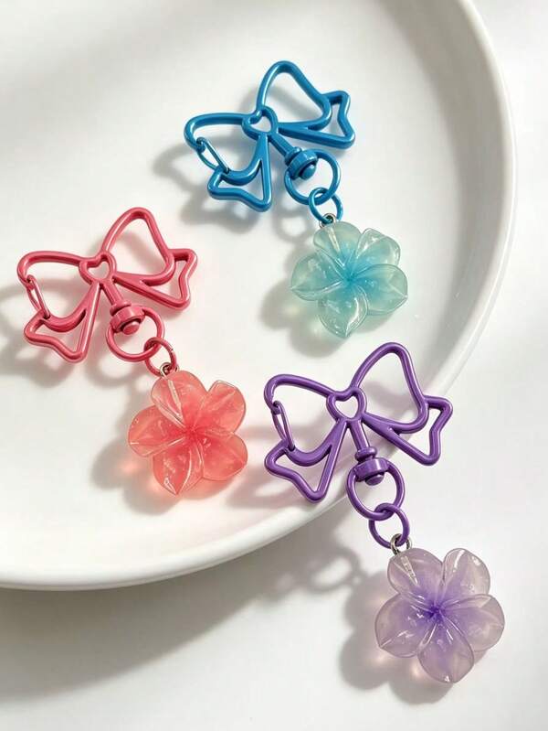 1 Peça Chaveiro de Laço de Flor de Cerejeira Colorida, Acessório de Encanto de Bolsa Doce e Fresco DIY