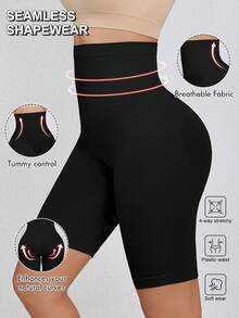 2pcs High Waist Tummy Control Seamless Underwear For Women, Tight Waist Shaping, Butt Lifting, Anti-Exposure Base Layer - Black - View 3