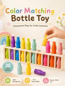 GENAI Montessori Wooden Color Sorting Toy For Kids, Back To School Logic Game, Toddler Matching Gift, 10 Pairs Of Bottles - Multicolor - View 1