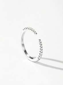 1pc Certified Moissanite Open Ring, Women's Sparkling Lab-Grown Diamond Wedding Ring Jewelry Gift - Silver - View 3