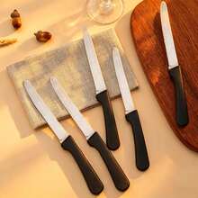 6pcs Kitchen Knife Set - Steak Knife, Tomato Knife, Dessert Knife, Snack Knife, Bread Knife, Sharp Serrated Edge, Suitable For Dining & Snacks, Dishwasher - Multicolor - View 3