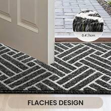 EDIMENS Doormat For Front Door 50x80cm, Non-Slip & Washable Outdoor Doormat, Thickened Indoor Doormat, Highly Absorbent Doormat For Indoor And Outdoor Use, Entrance & Front Door, Patio, Hallway - Black and White Stripes - View 5