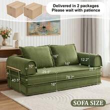 AMICLIBER 79" Futon Sofa Bed, Convertible Sofa Bed With Fixed-Shape Frame, 5-In-1 Cloud Boneless Couch With Corduroy Cover, Compressed Sleeper Sofa Bed In A Box, Boneless Loveseat Daybed For Living Room - Green - View 4